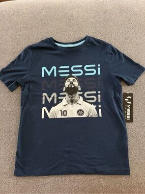 Kids Navy Messi Graphic Short Sleeve Tee Size M (10-12)